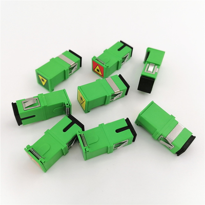 Green Shell Auto Simplex SC APC Singlemode Fiber Optic Adapters For FTTH