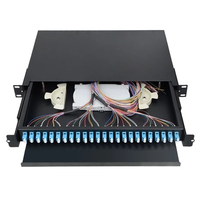 24 Cores Fiber Optic Patch Panel , Cold Rolled Steel SPCC LC Patch Panel