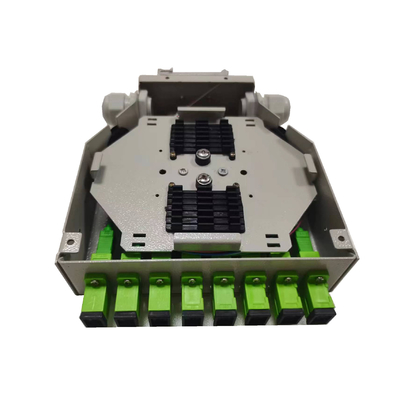 FONGKO 8 Core Fiber Optical Terminal Box , Metal DIN Rail APC SC Shutter Adapter