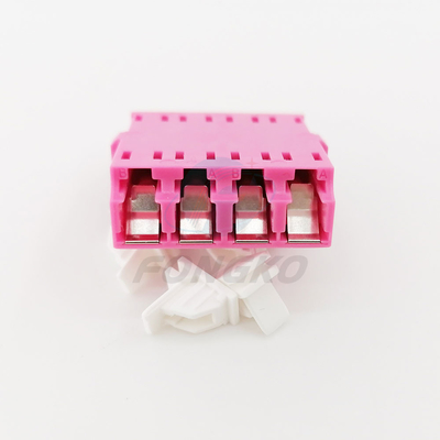 LC OM4 Pink Quad Fiber Optic Adapter With Auto Shutter 850nm