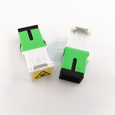 Singlemode Fiber Adapter White Green Shell SC/APC Auto Shutter Adapter with Metal Shrapnel and Temperature Stability ≤0.20dB