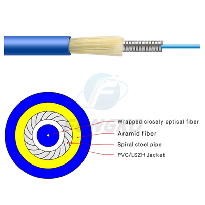Single Mode Simplex Armored Optical Fiber Cable GJSFJV With PVC Jacket