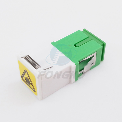 White Auto Shutter Single Mode SC APC Coupler Optical with Metal Shrapnel Green