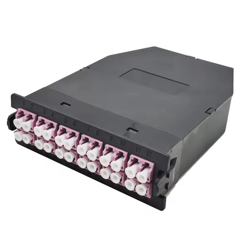 24F Black LC Duplex Multimode MPO MTP Fiber Cassette for 24 Ports OM3 ...