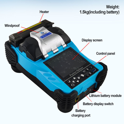 Blue Fiber Optic Fusion Splicer 4800mAh Battery Chinese/English 2 Languages Welding Splicing Machine