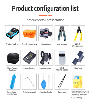 Blue Fiber Optic Fusion Splicer 4800mAh Battery Chinese/English 2 Languages Welding Splicing Machine