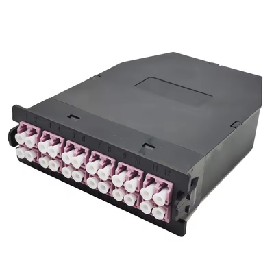 24F Black LC Duplex Multimode MPO MTP Fiber Cassette for 24 Ports OM3 OM4 OS2 Patch Panel