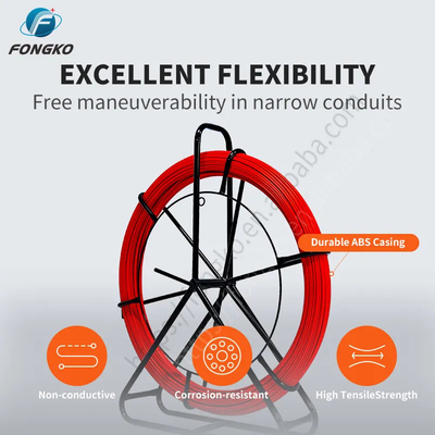 FTTH Fibreglass Duct Rodder 300m Length 4.5-18MM Fiber Optic Cable Pulling Duct Rod