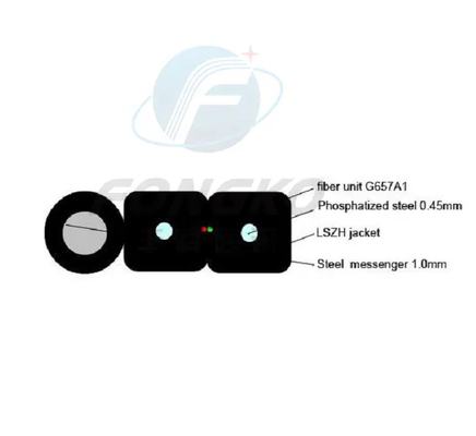 Outdoor GJYXFCH 2*5mm FTTH Reel Drum Fiber Drop Cable LSZH Self Supporting Optical Fiber Cable