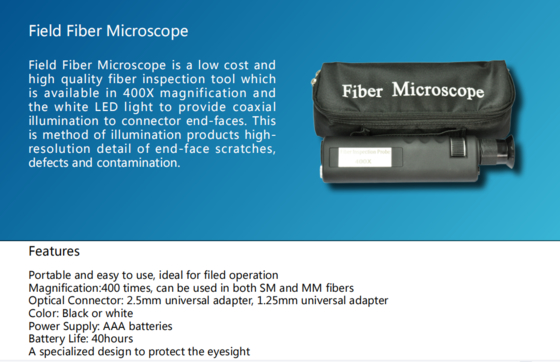 Hot Selling China Supplier 200X 400X Handheld Fiber Optic Inspection Microscope