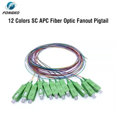 fiber pigtail 12 core 0.9mm G652D PVC fiber pigtail LC FC SC ST UPC APC fiber pigtail
