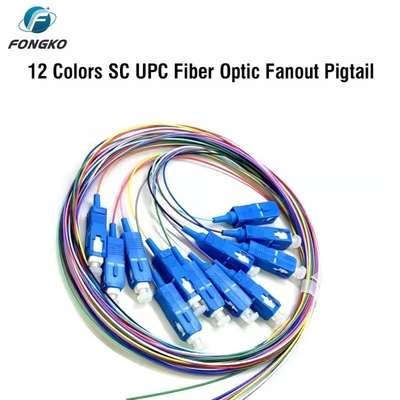 fiber pigtail 12 core 0.9mm G652D PVC fiber pigtail LC FC SC ST UPC APC fiber pigtail