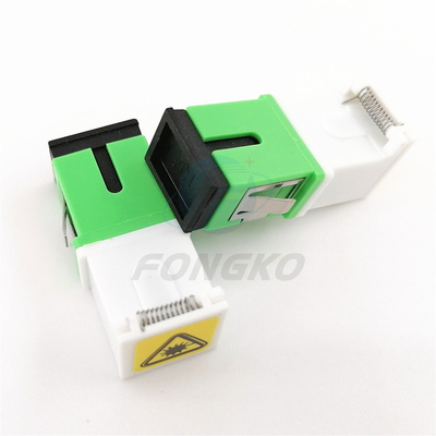 Singlemode Fiber Adapter White Green Shell SC/APC Auto Shutter Adapter with Metal Shrapnel and Temperature Stability ≤0.20dB