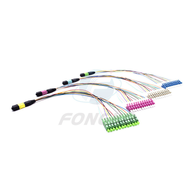 8/12/24 Fiber MTP MPO to LC Fanout Patch Cable for FTTB 0.9mm MPO Connector Type